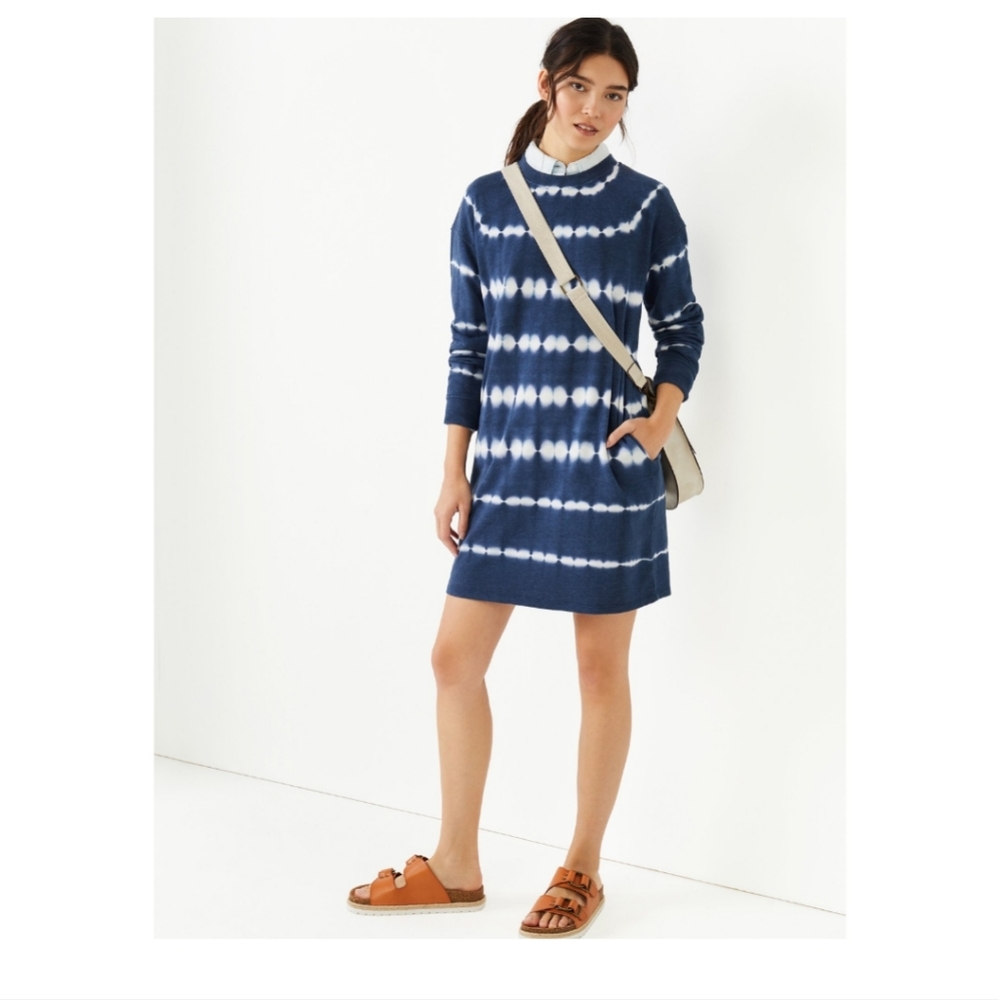 Dark Navy Tie Dye Sweatshirt Dress